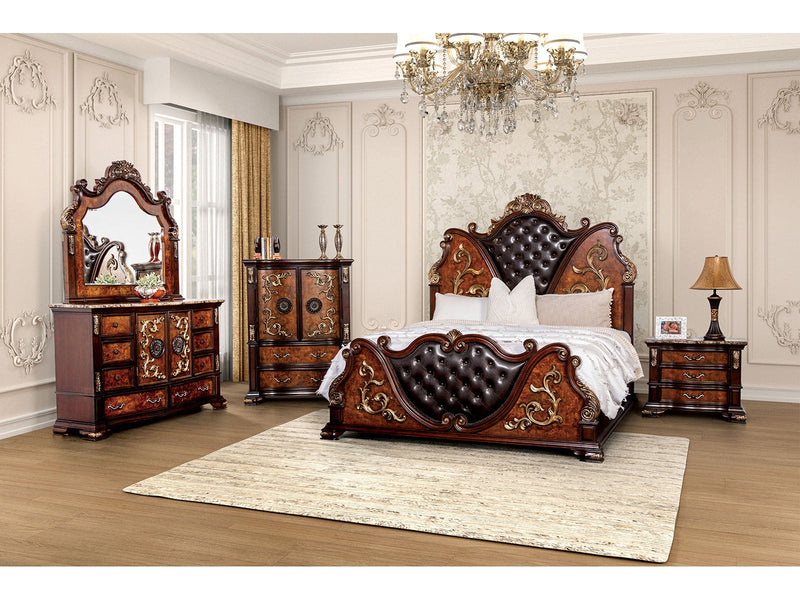 Aquilina Cherry/Oak 4 Pc. Queen Bedroom Set