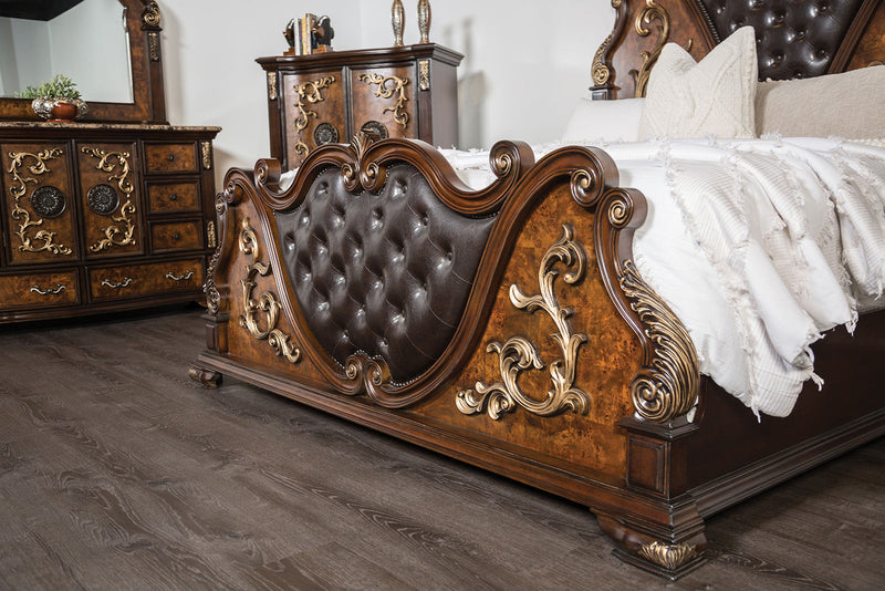 Aquilina Cherry/Oak 5 Pc. Queen Bedroom Set w/ 2NS