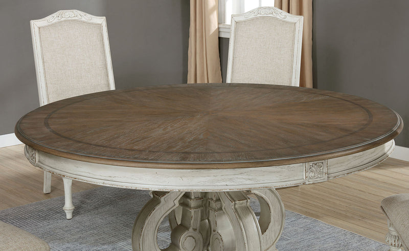 Arcadia Antique White/Ivory 7 Pc. Round Dining Room Set
