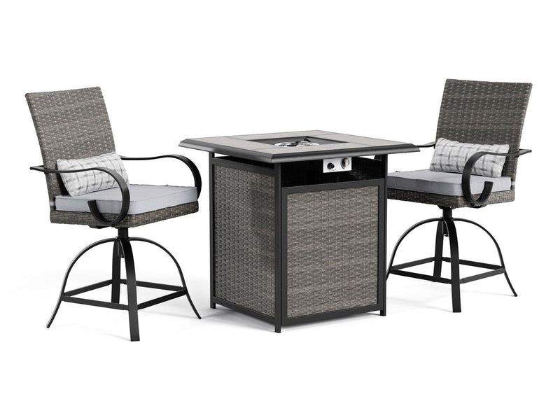Arosa Black/Gray 3 Piece Outdoor Counter Height Set