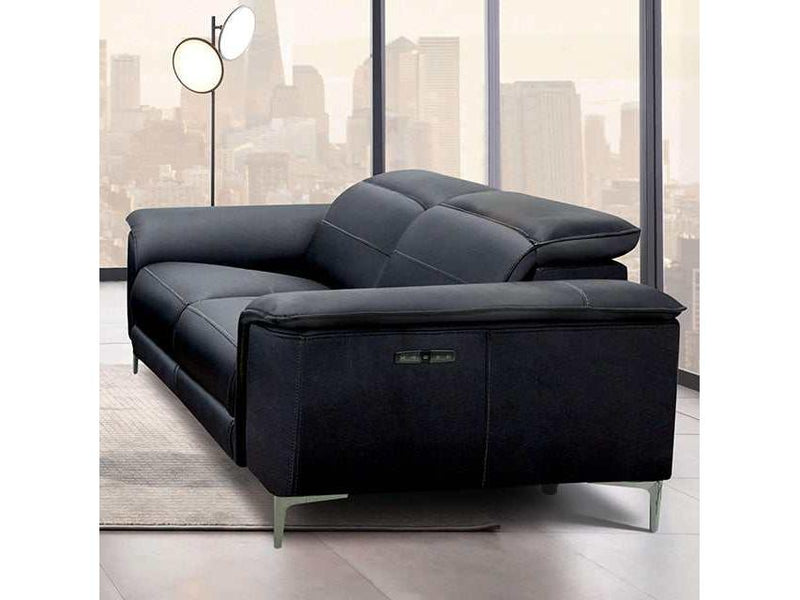 Ascona Black Leatherette Power Loveseat