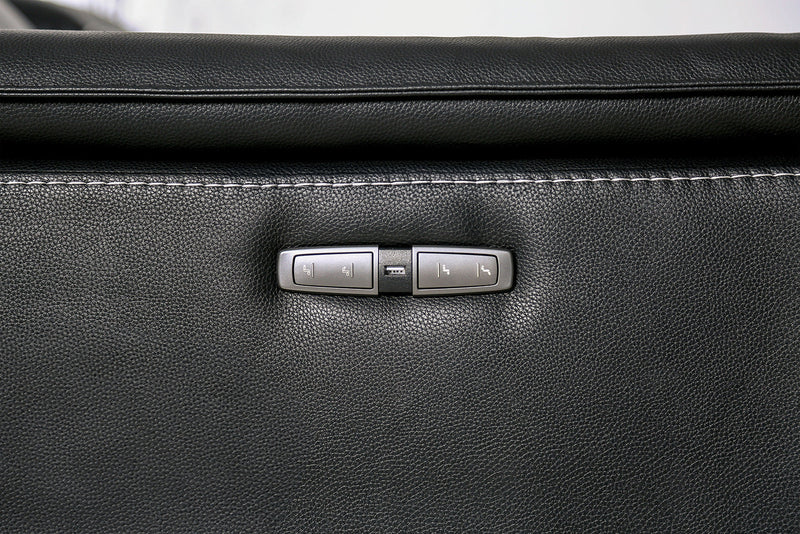 Ascona Black Leatherette Power Reclining Sofa & Loveseat