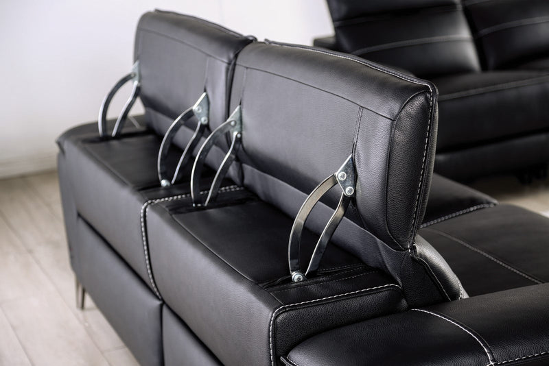 Ascona Black Leatherette Power Reclining Sofa & Loveseat