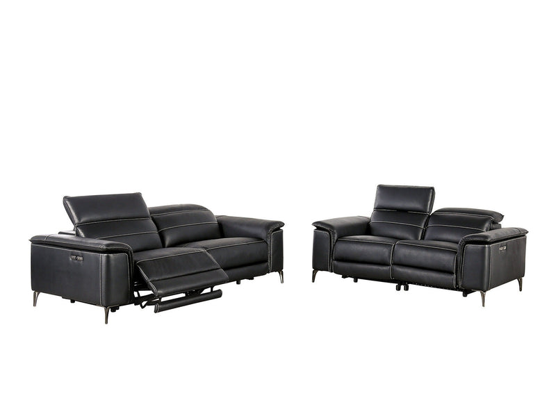 Ascona Black Leatherette Power Reclining Sofa & Loveseat