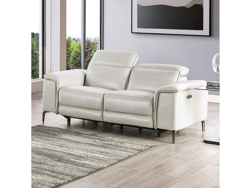 Ascona Light Taupe Leatherette Power Loveseat