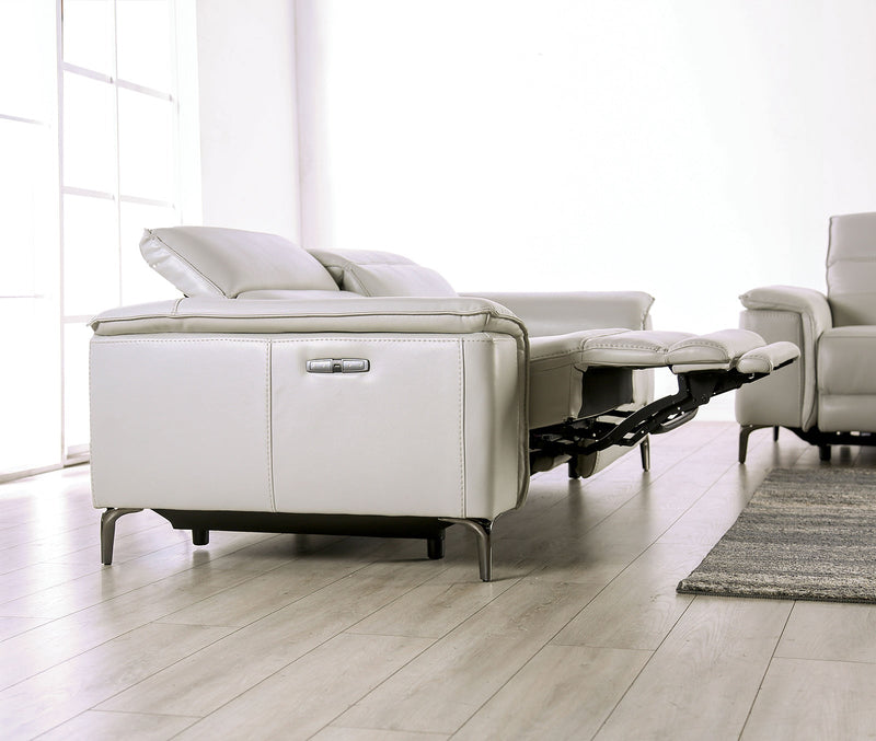 Ascona Light Taupe Leatherette Power Reclining Sofa & Loveseat