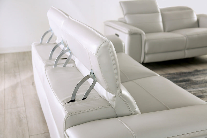 Ascona Light Taupe Leatherette Power Reclining Sofa & Loveseat