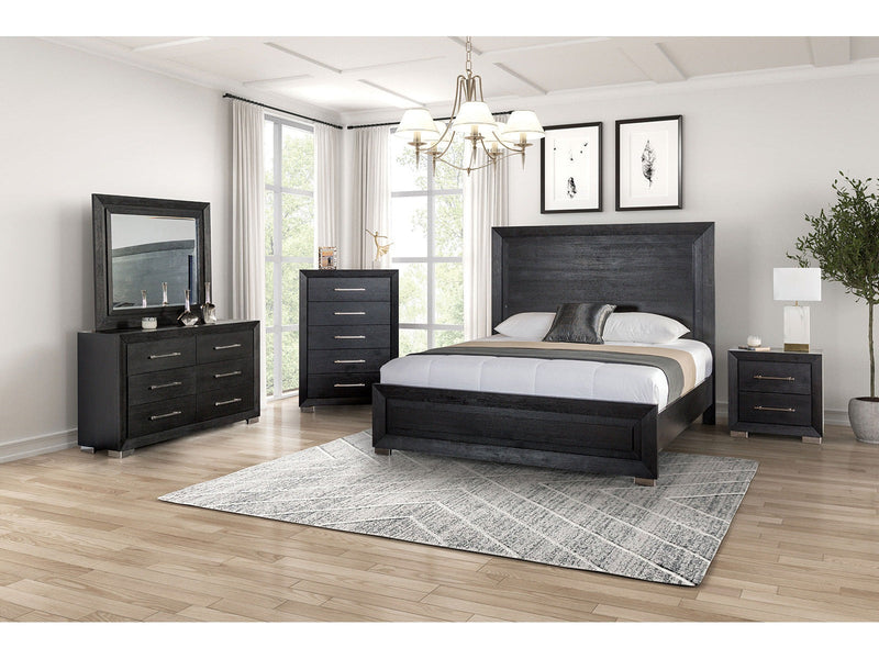 Ashbourne Black Queen 5 Piece Bedroom Set w/2 Nightstands