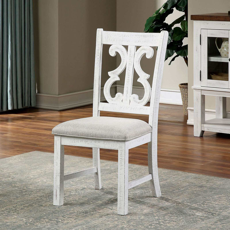Auletta White & Dark Oak 5pc Round Dining Room Set