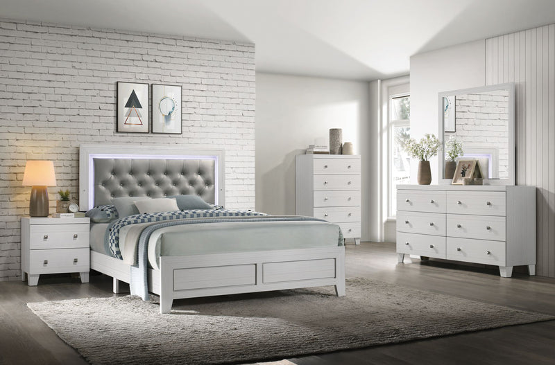 Alabaster White Wood Grain Bedroom Set