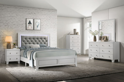 Alabaster White Wood Grain Bedroom Set