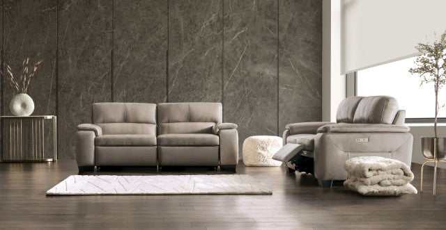 Balderico Taupe Real Italian Leather Power Reclining Sofa