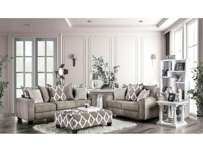 Basie Gray Stationary Sofa & Loveseat 2pc