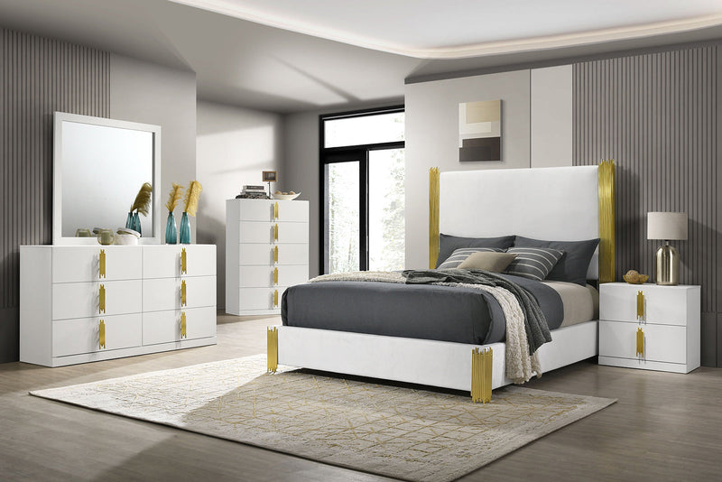 Basildon White/Gold Eastern King Bed