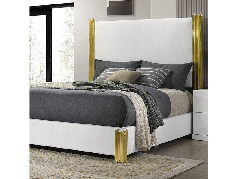 Basildon White/Gold Queen Bed