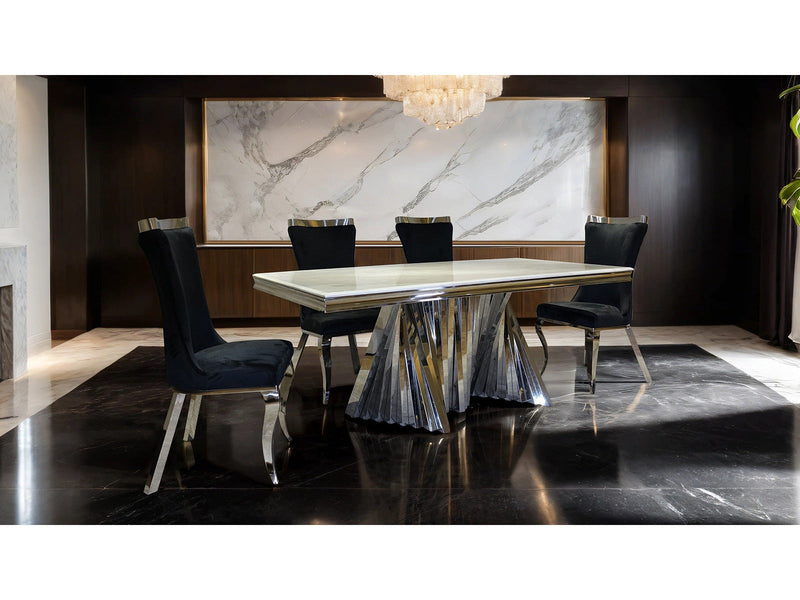 Basilicata Chrome/Black 7 Piece Dining Set