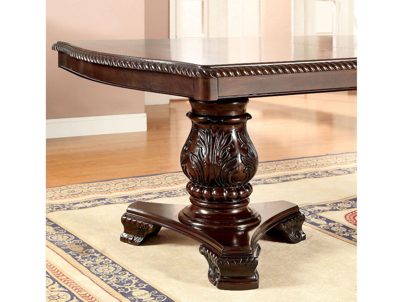 Bellagio Brown Cherry Fabric Dining Room Set / 7-piece