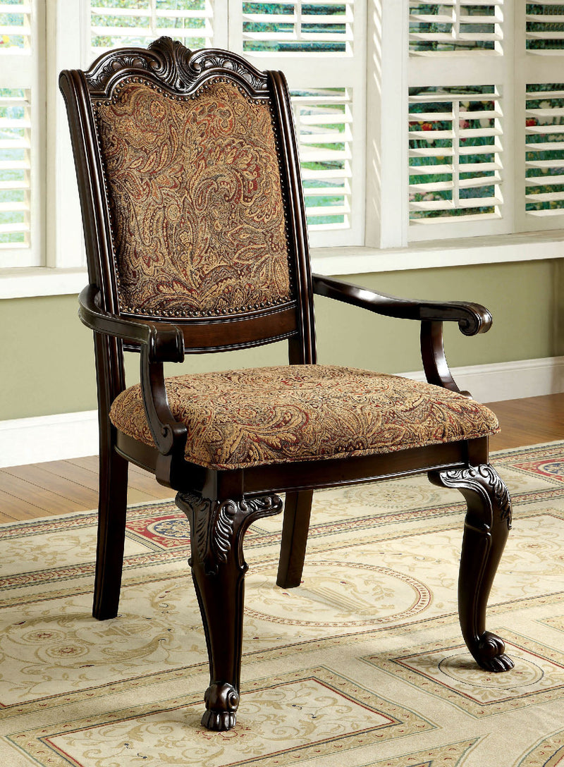 Bellagio Brown Cherry Fabric Uph. Dining Room Set / 9-piece