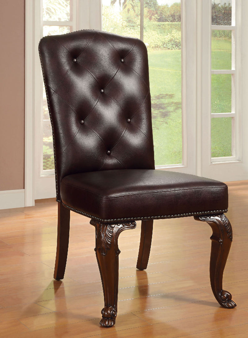 Bellagio Brown Cherry Leatherette Uph. Dining Set / 7-piece