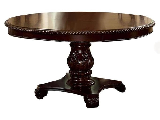 Bellagio Brown Cherry Fabric Round Dining Room Set / 7-piece