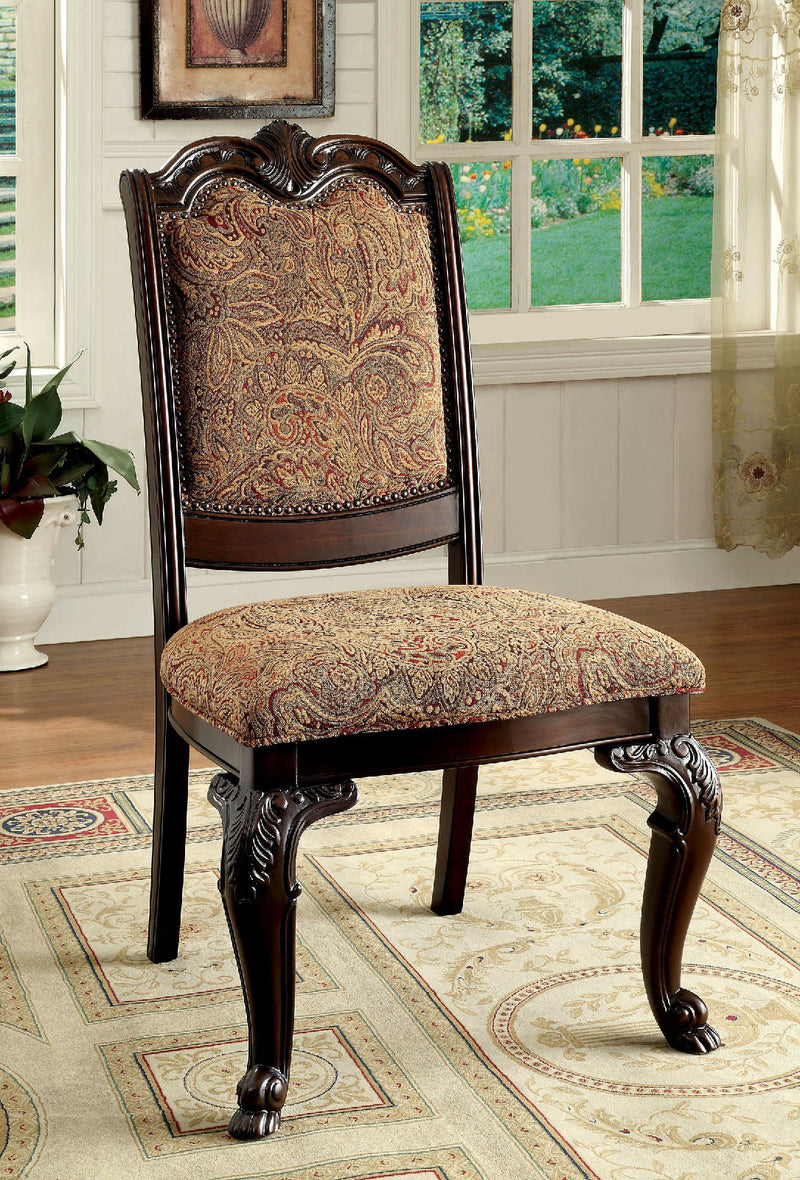 Bellagio Brown Cherry Round Table & 4 Fabric Chairs / 5-piece