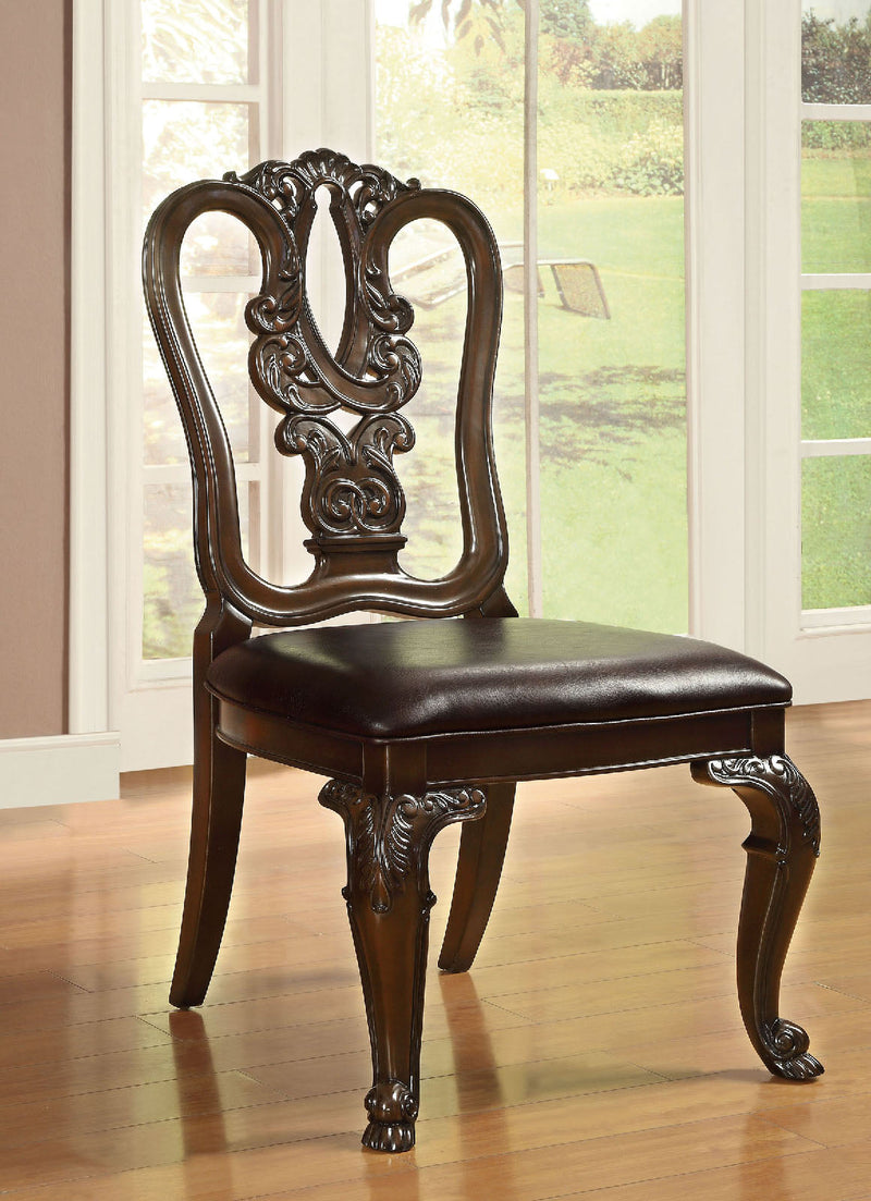 Bellagio Brown Cherry Round Table & 4 Wooden/Leatherette Chairs / 5-piece