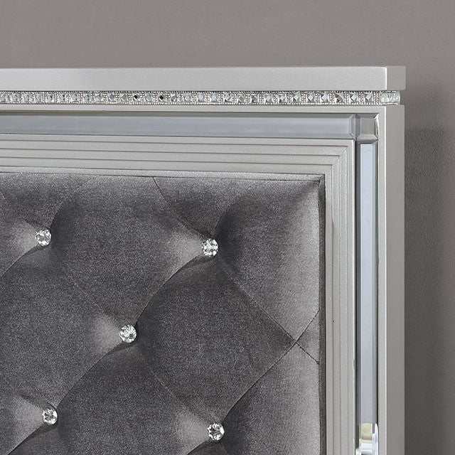Belleterre Gray/Silver & Mirrored 4pc Queen Panel Bedroom Set
