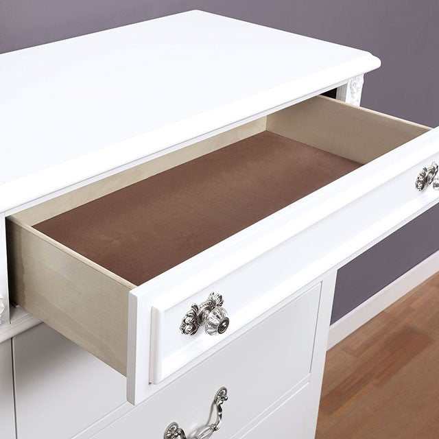 Belva White Nightstand w/ USB Outlet