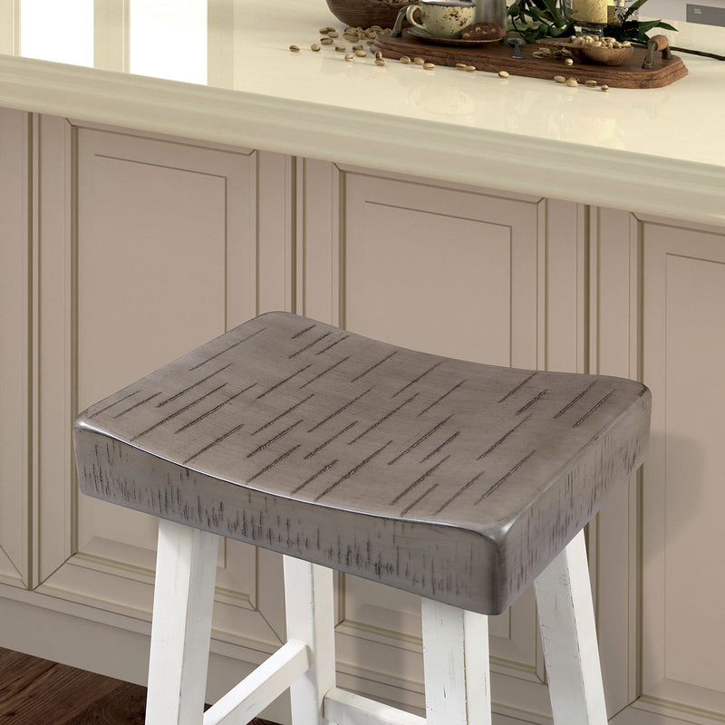 Biasca Gray/White Stool (Set of 2)