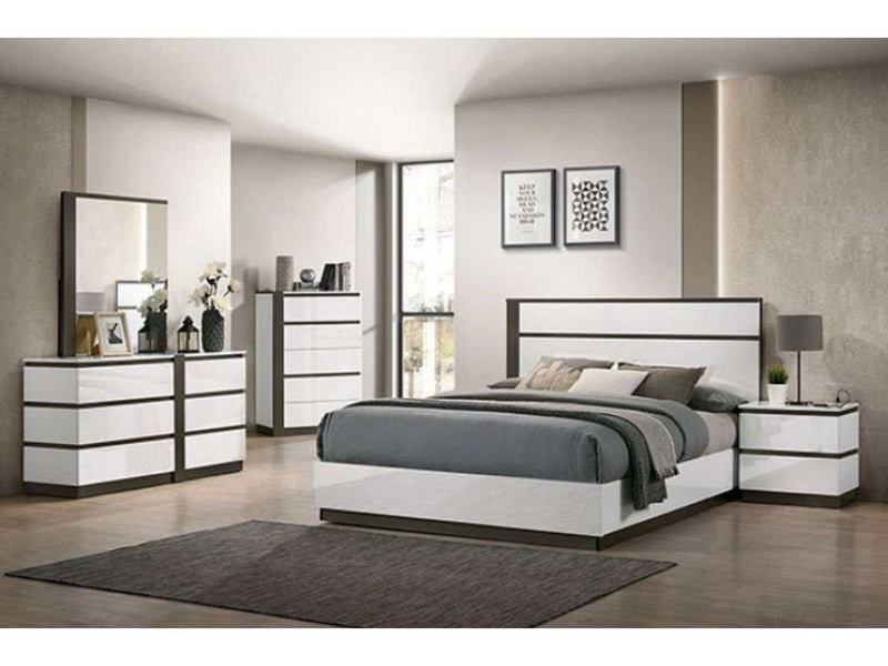Birsfelden White & Metallic Gray 5pc Queen Bedroom Set