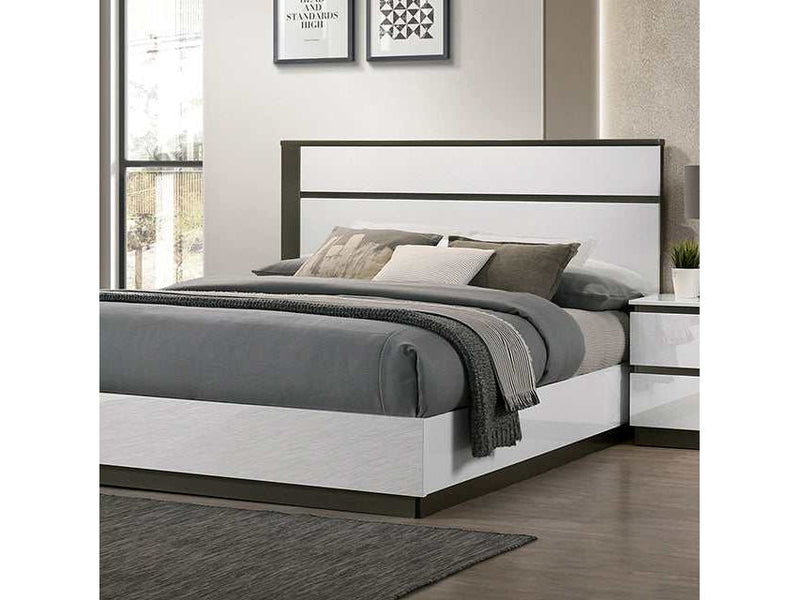 Birsfelden White/Metallic Gray California King Bed