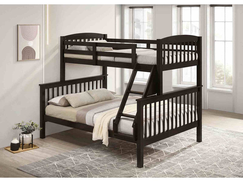 Brookings Dark Walnut Twin/Full Bunk Bed w/ Mattresses