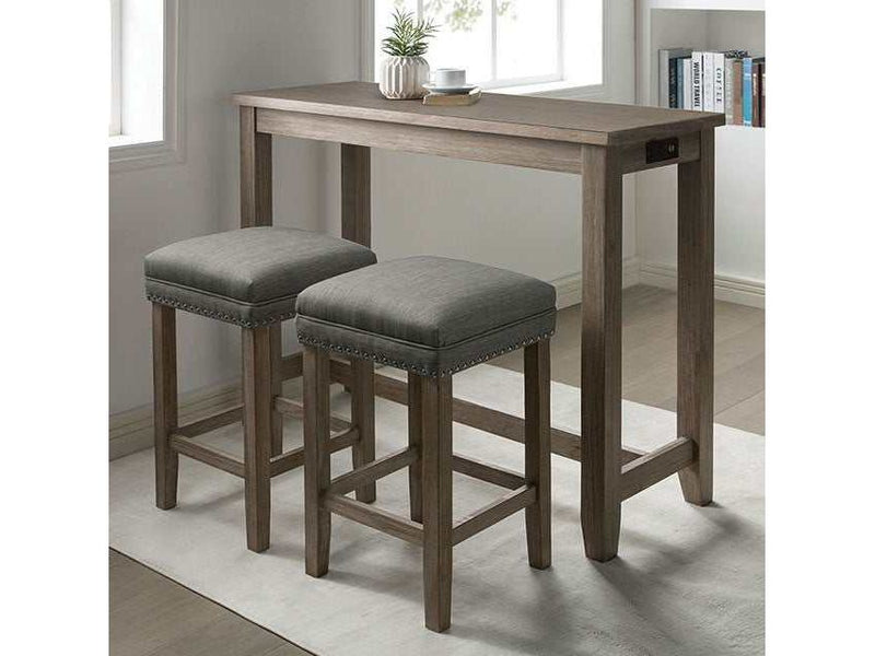 Caerleon Wire-Brushed Gray/Gray 3 Pc. Counter Height Table Set