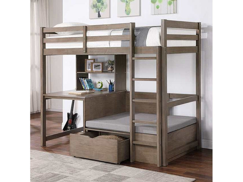 Callistus Warm Gray Twin/Workstation Loft Bed