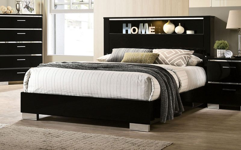 Carlie Black/Chrome 4 Pc. Queen Bedroom Set