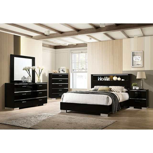 Carlie Black/Chrome Queen Bed