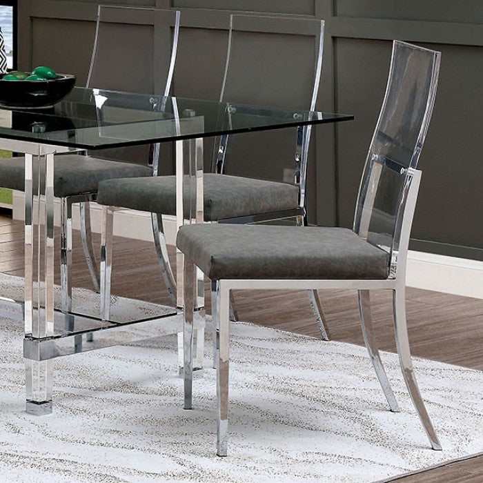 Casper Chrome & Acrylic Dining Room Chair (Set of 2)
