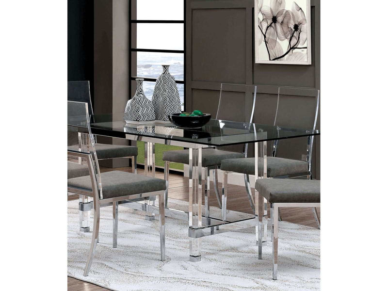 Casper Chrome & Glass Dining Room Table