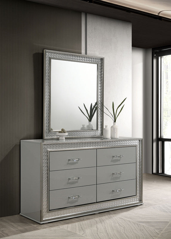 Cassiopeia Metallic Gray 5 Pc. Queen Bedroom Set w/ 2NS