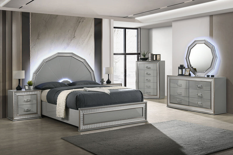 Cassiopeia Metallic Gray Eastern King Bed