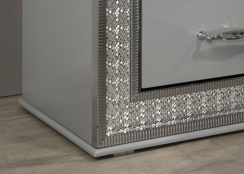 Cassiopeia Metallic Gray Nightstand