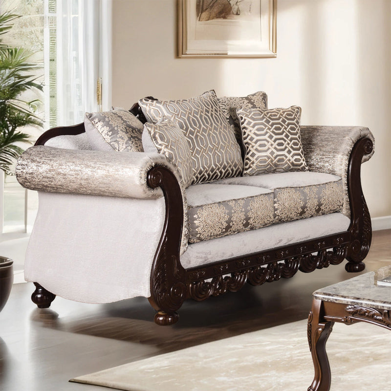 Catalonia Beige/Dark Cherry Upholstery Living Room Set