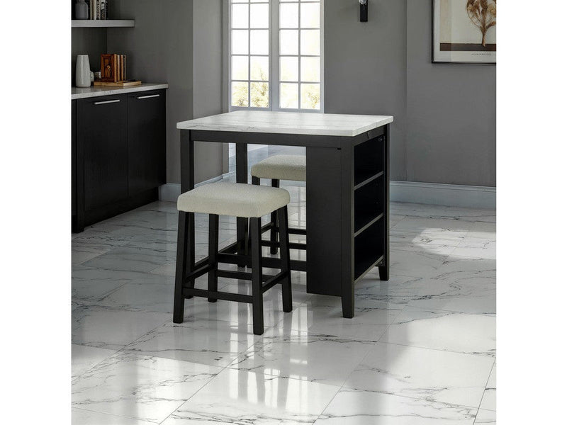 Chalcedony Black/White/Ivory 3 Pc. Counter Ht. Table Set w/ USB