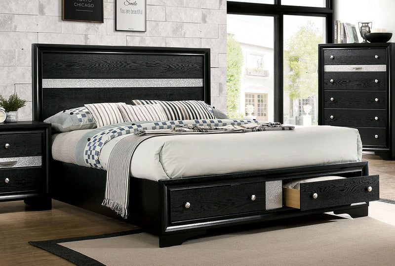 Chrissy Black 5 Pc. Queen Bedroom Set w/ Chest