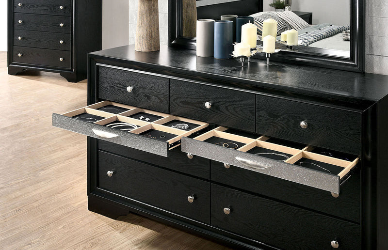 Chrissy Black 5 Pc. Queen Bedroom Set w/ Nightstand