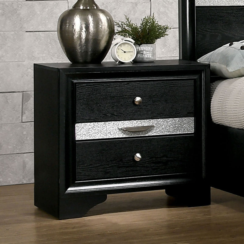 Chrissy Black 5 Pc. Queen Bedroom Set w/ Nightstand