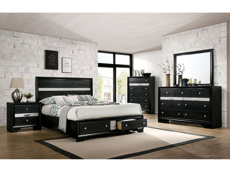 Chrissy Black 5 Pc. Queen Bedroom Set w/ Nightstand