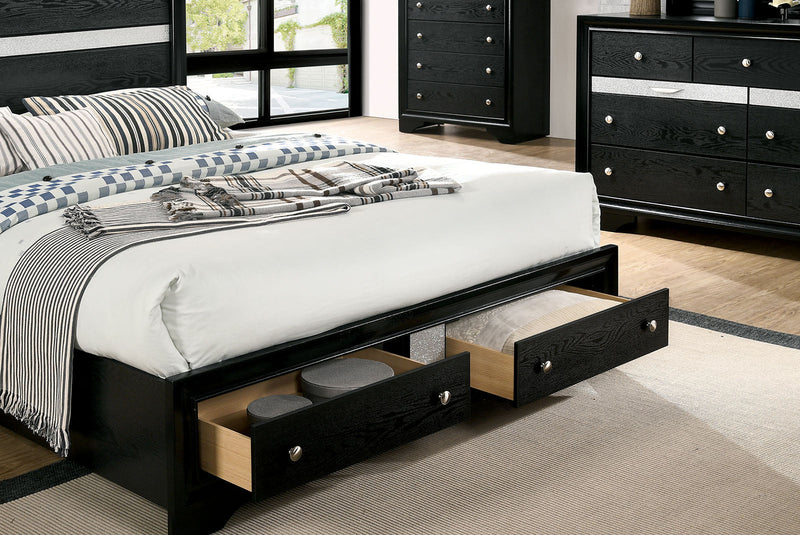 Chrissy Black 5 Pc. Queen Bedroom Set w/ Nightstand