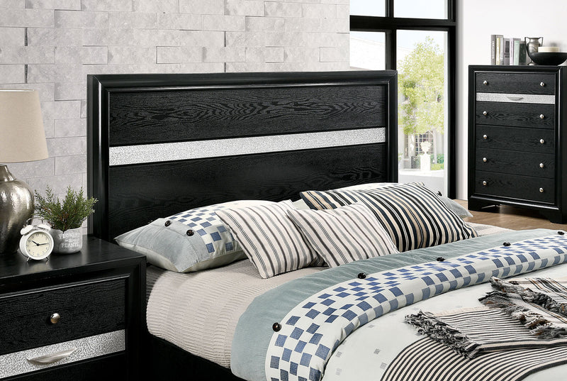 Chrissy Black 5 Pc. Queen Bedroom Set w/ Nightstand