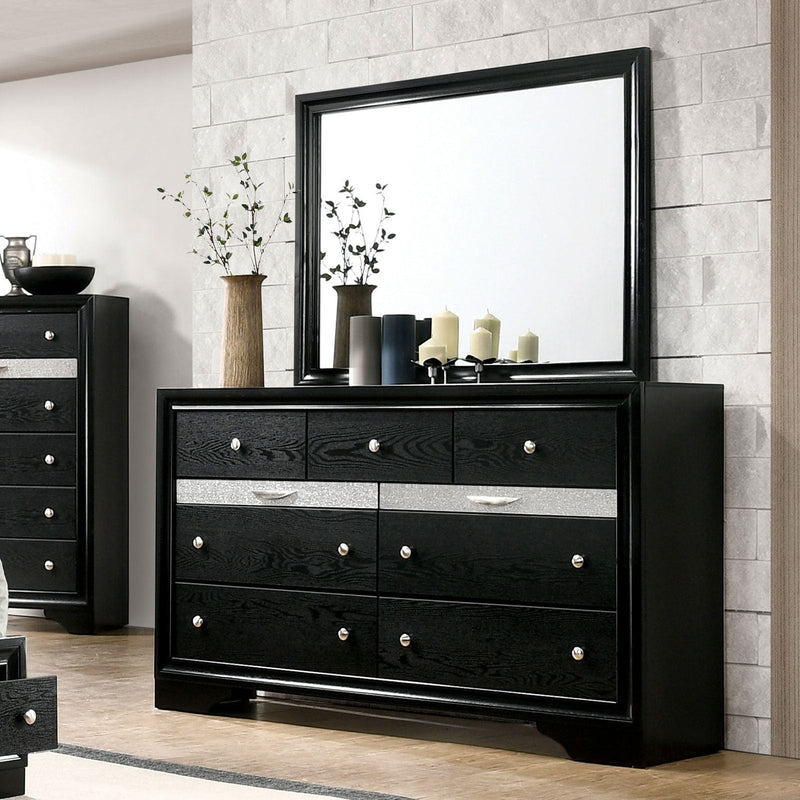 Chrissy Black 5 Pc. Queen Bedroom Set w/ Nightstand